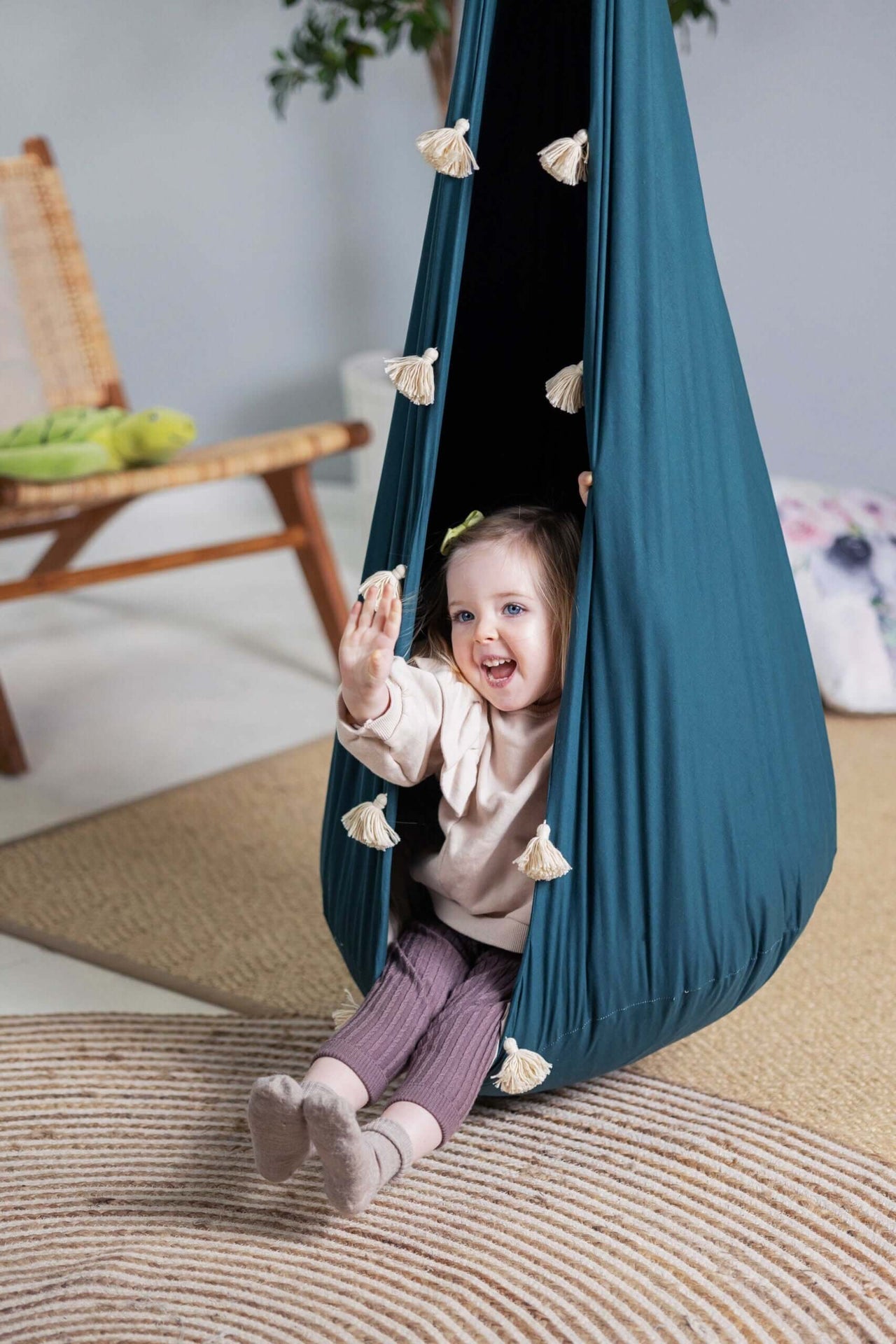 Kids&#39; Cozy Cocoon Hammock – Fun &amp; Safe Indoor/Outdoor Swing by Sówka at brixbailey.com