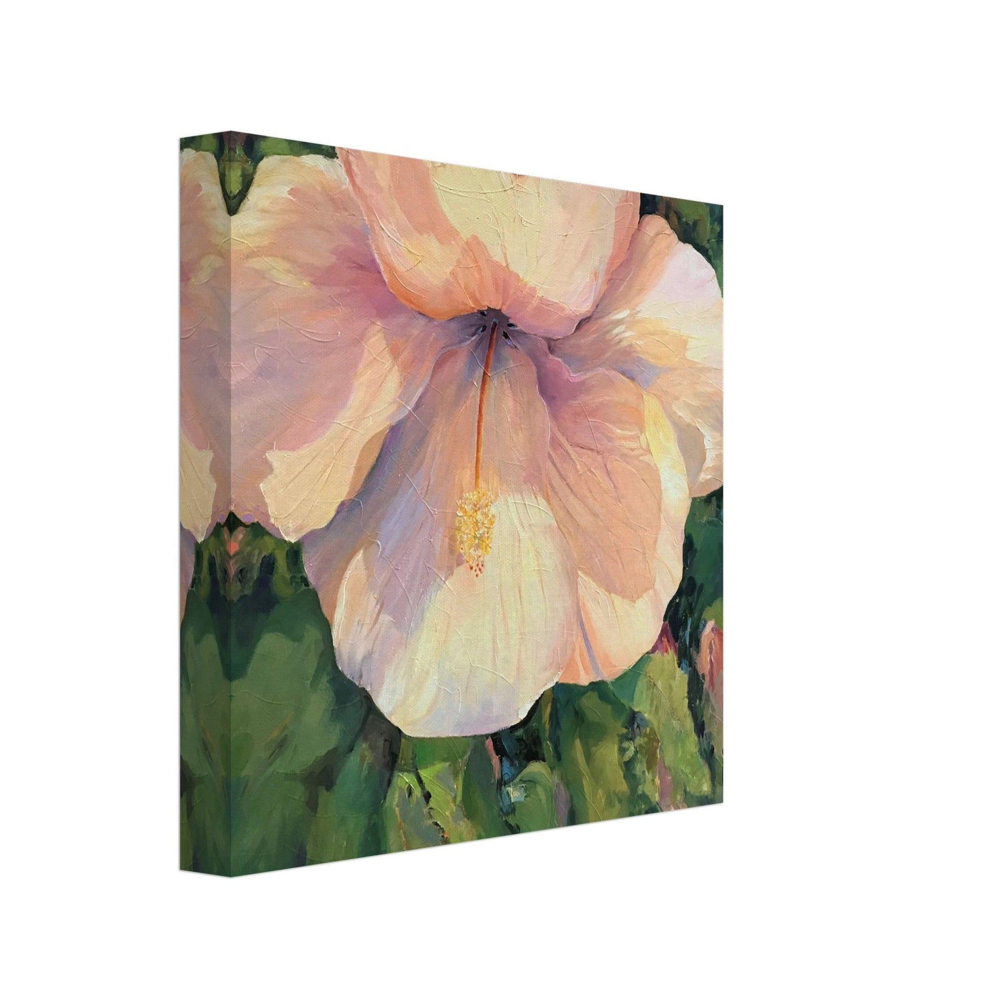 &quot;Hibiscus&quot; 8x8 inch Floral Art Print on Canvas I Original Oil Painting by Barbara Cleary
