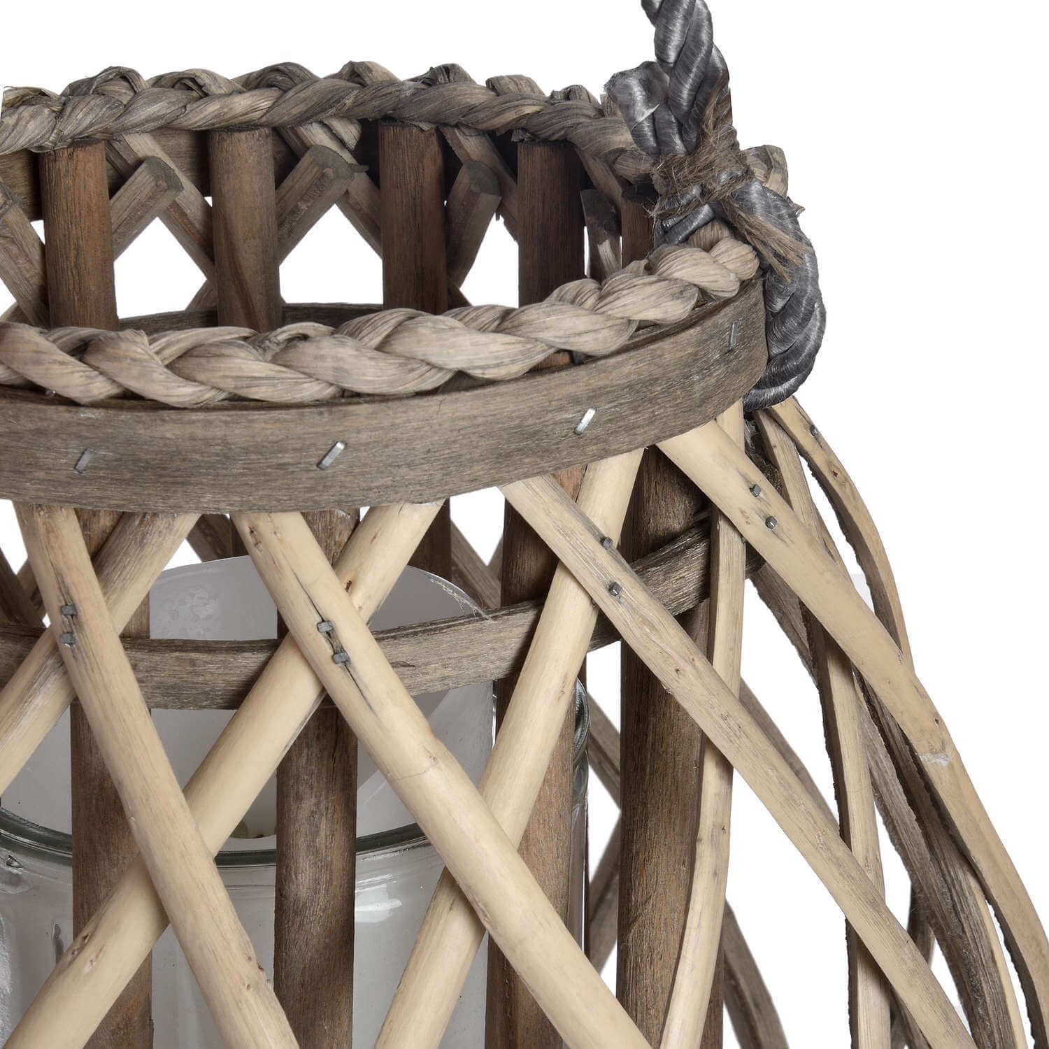 Small Handwoven Wicker Lantern for Soft Glowing Light
