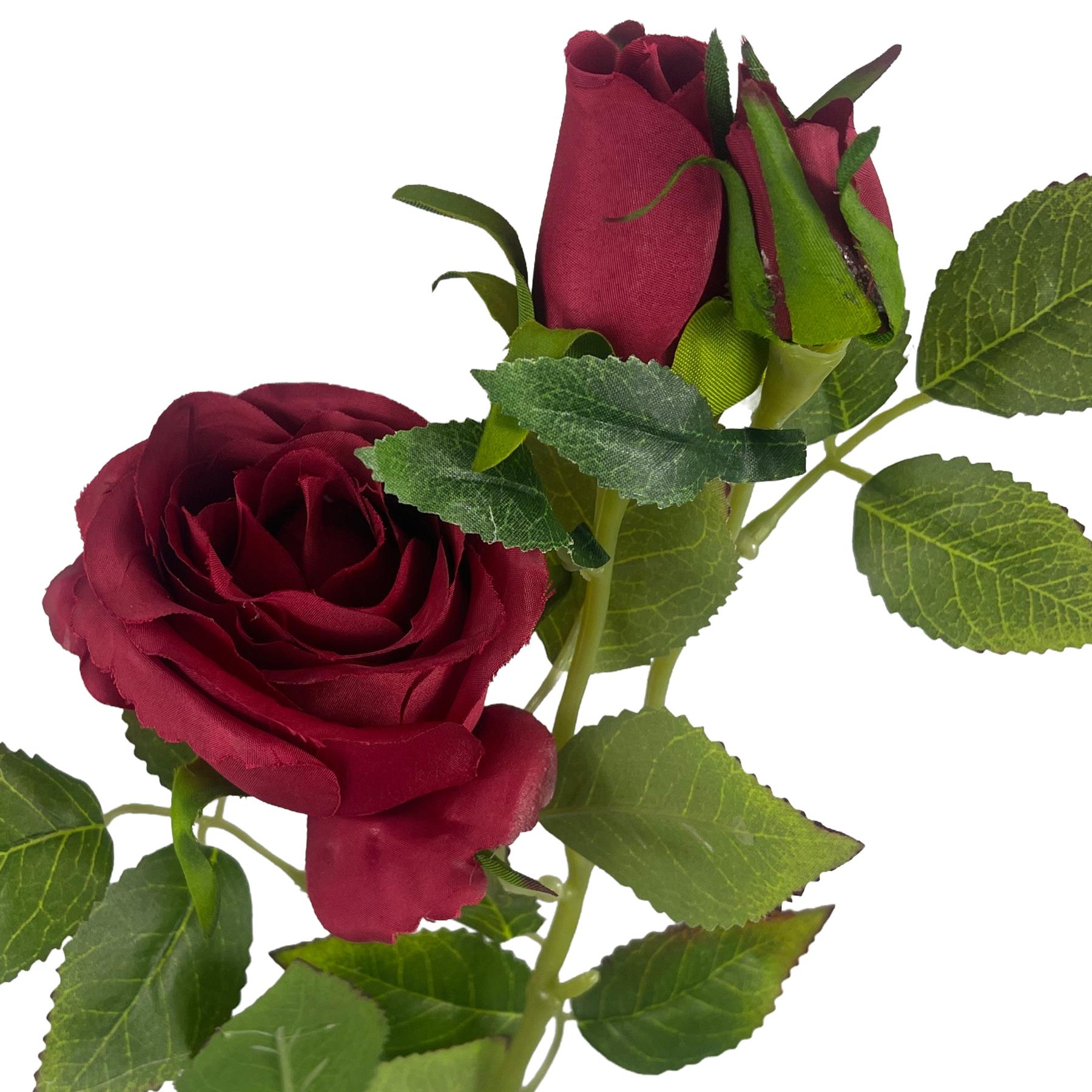 Pack of 6 x 60cm Artificial Red Rose Flower-2