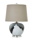 Grey Ombre Glass Table Lamp with Linen Shade