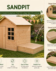 Wooden sandpit with lid - Outdoor stage & playhouse patio