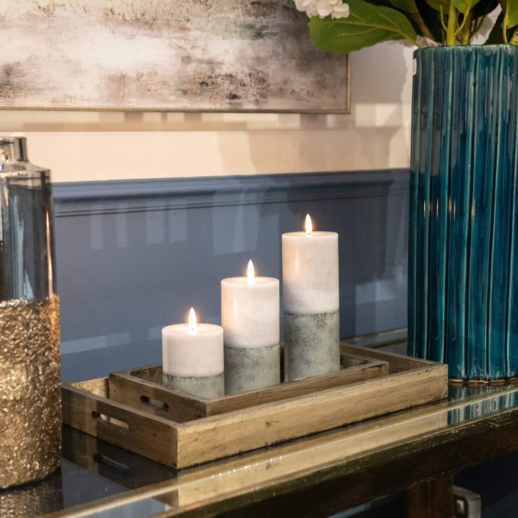 Luxe 3x8 Stone LED Candle | Elegant Natural Glow