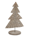 Handwoven Wicker Christmas Tree Ornament in Warm Brown