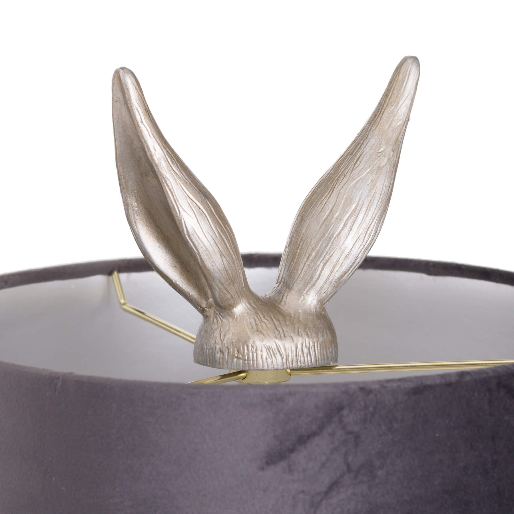 Silver Hare Table Lamp with Grey Velvet Shade