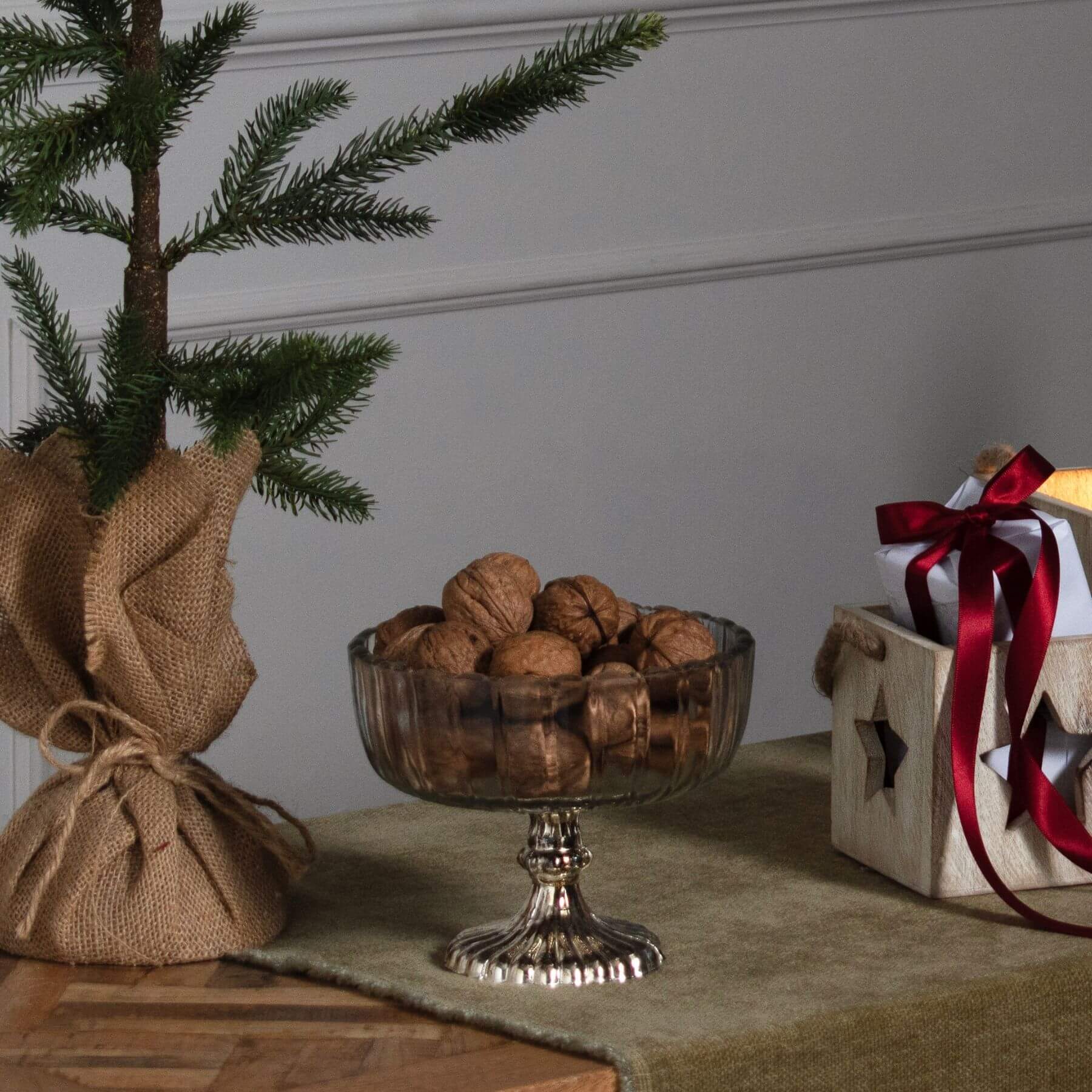 Small Fluted Mercury Glass Bowl