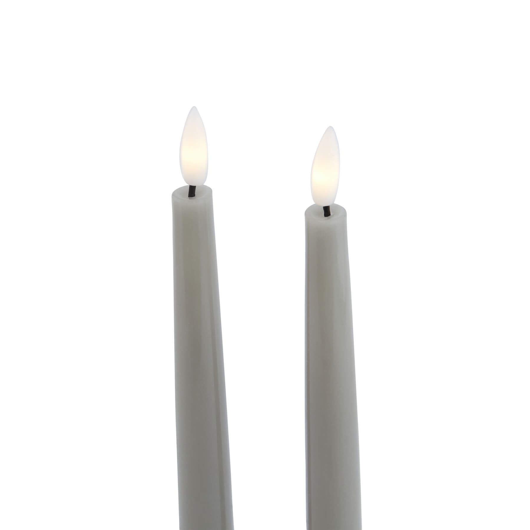 Grey LED Wax Candle Pair for Gentle Ambient Glow