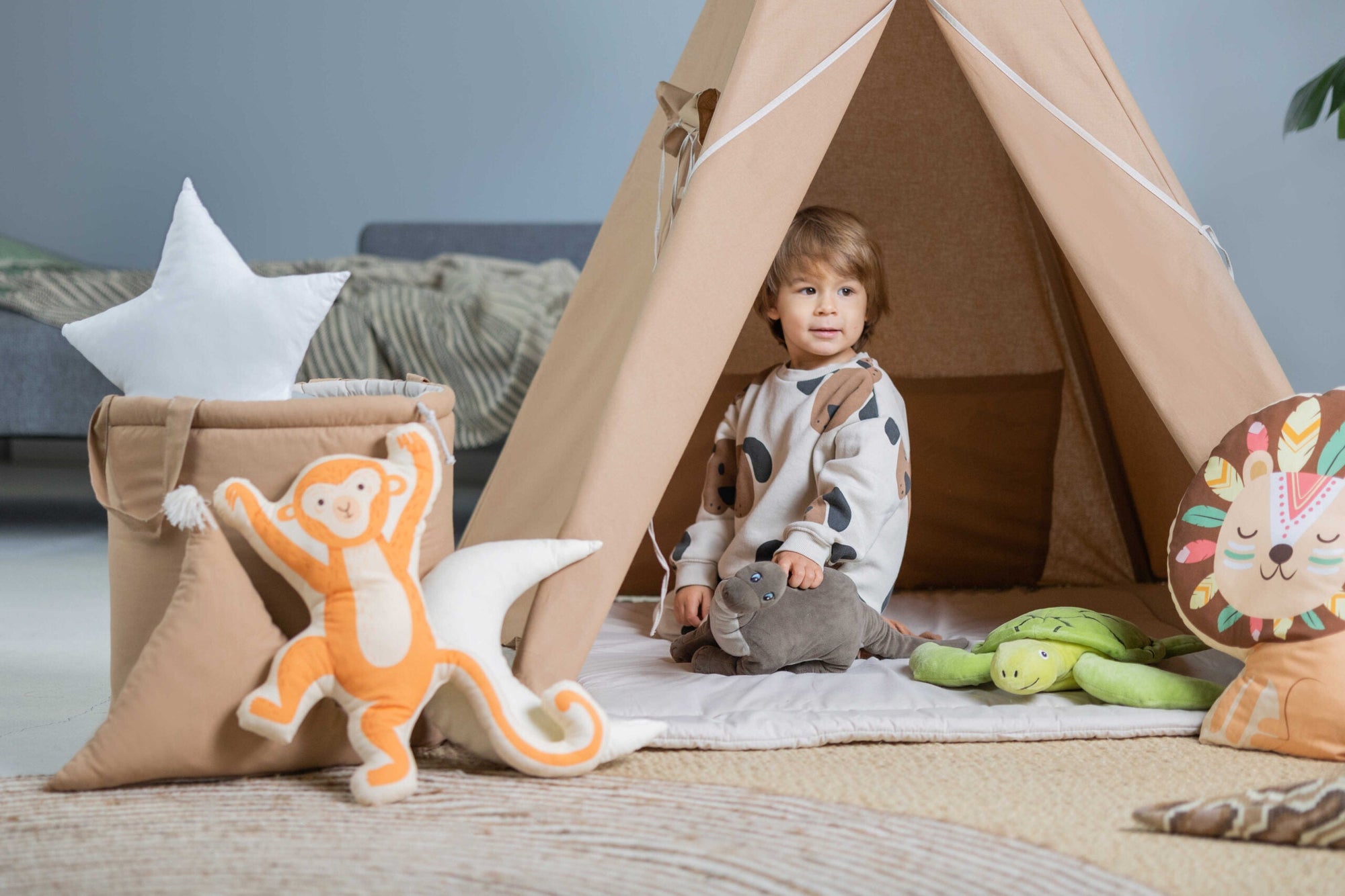 Charming Tipi Tent Set for Kids – Cozy &amp; Imaginative Play Space by Sówka at brixbailey.com