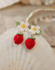 Strawberry Bloom Micro Crochet Earrings