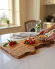 Large Handmade Olive Wood Freeform Serving Board | Extra Large Live Edge Charcuterie & Chopping Board | Unique Grain | 35–60 cm