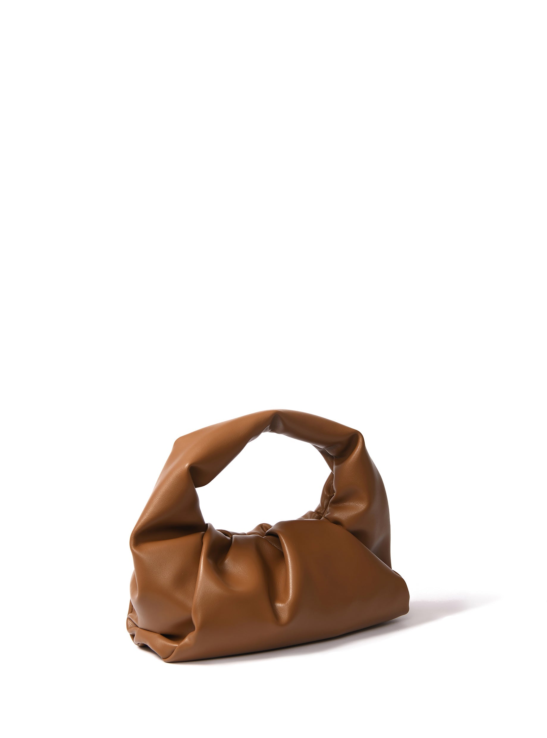 Luxury Marshmallow Croissant Bag, Premium Soft Leather Handbag in Caramel, Trendy Evening Clutch by Bob Oré at brixbailey.com