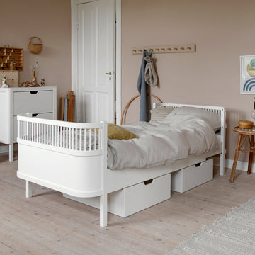 Sebra Classic White Junior and Grow Bed, premium Danish-designed generational kids bed, stylish and secure transition bed by Ella James at brixbailey.com