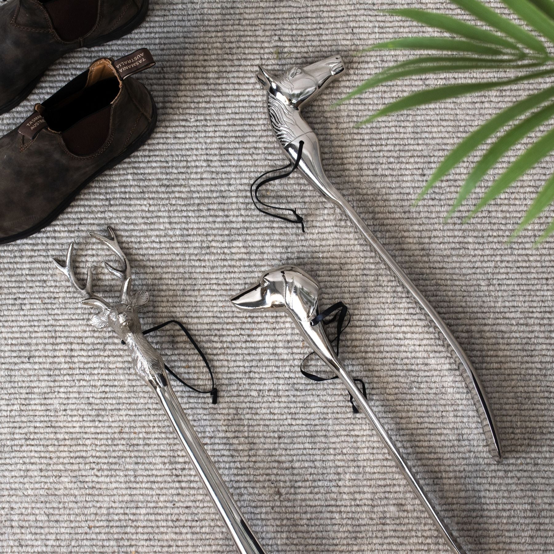 Silver Nickel Dog Head Shoe Horn