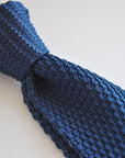 navy blue skinny knitted tie with mint green tip