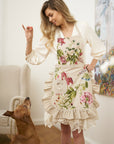 Botanico Ruffled Apron with Pocket – Festive & Elegant Kitchenwear by Hortensias Home at www.brixbailey.com