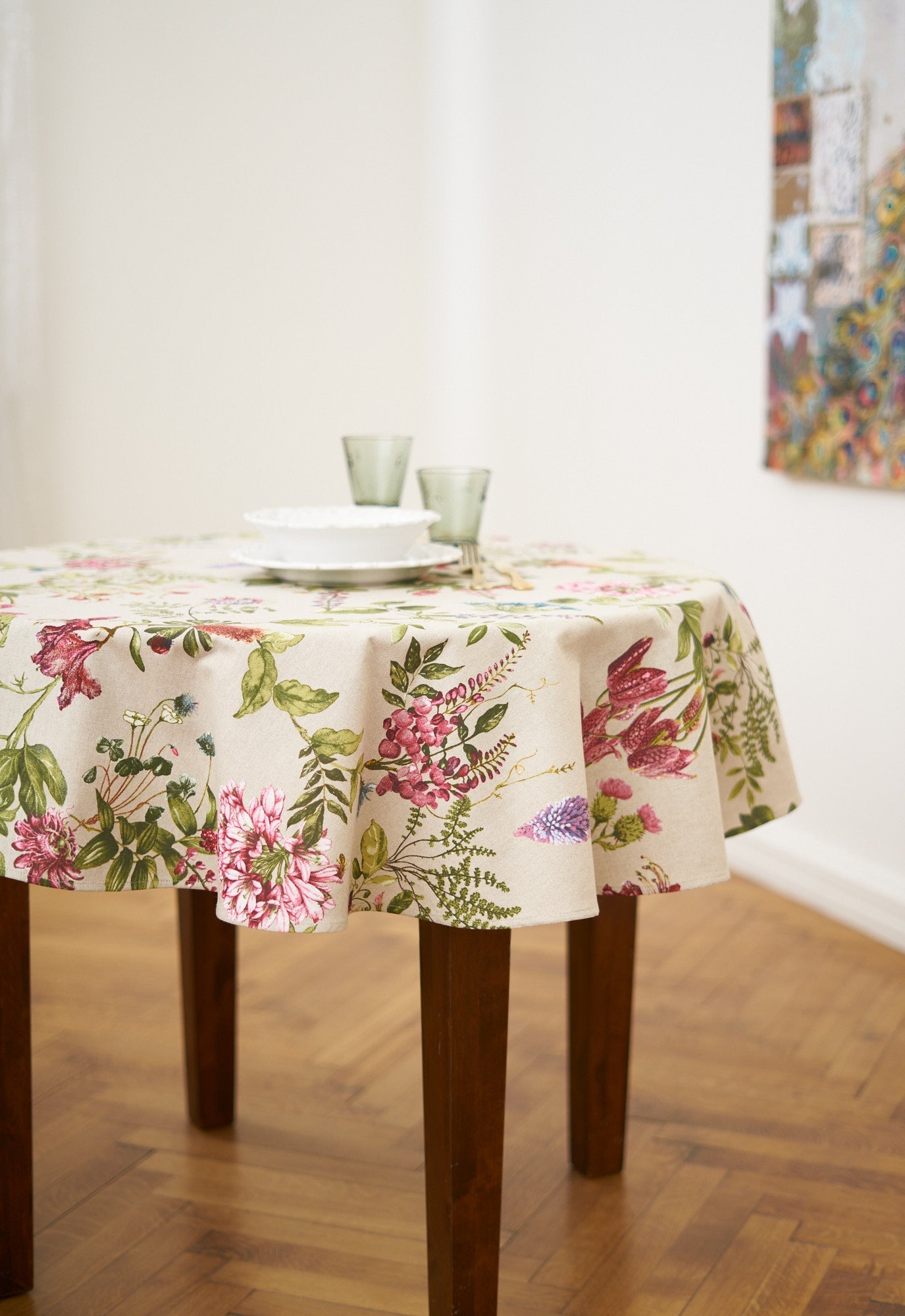 Round Floral Tablecloth Botanico Print