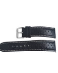 Black Leather Rally Watch Strap