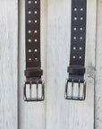 Black Double Hole Full Grain Leather Belt