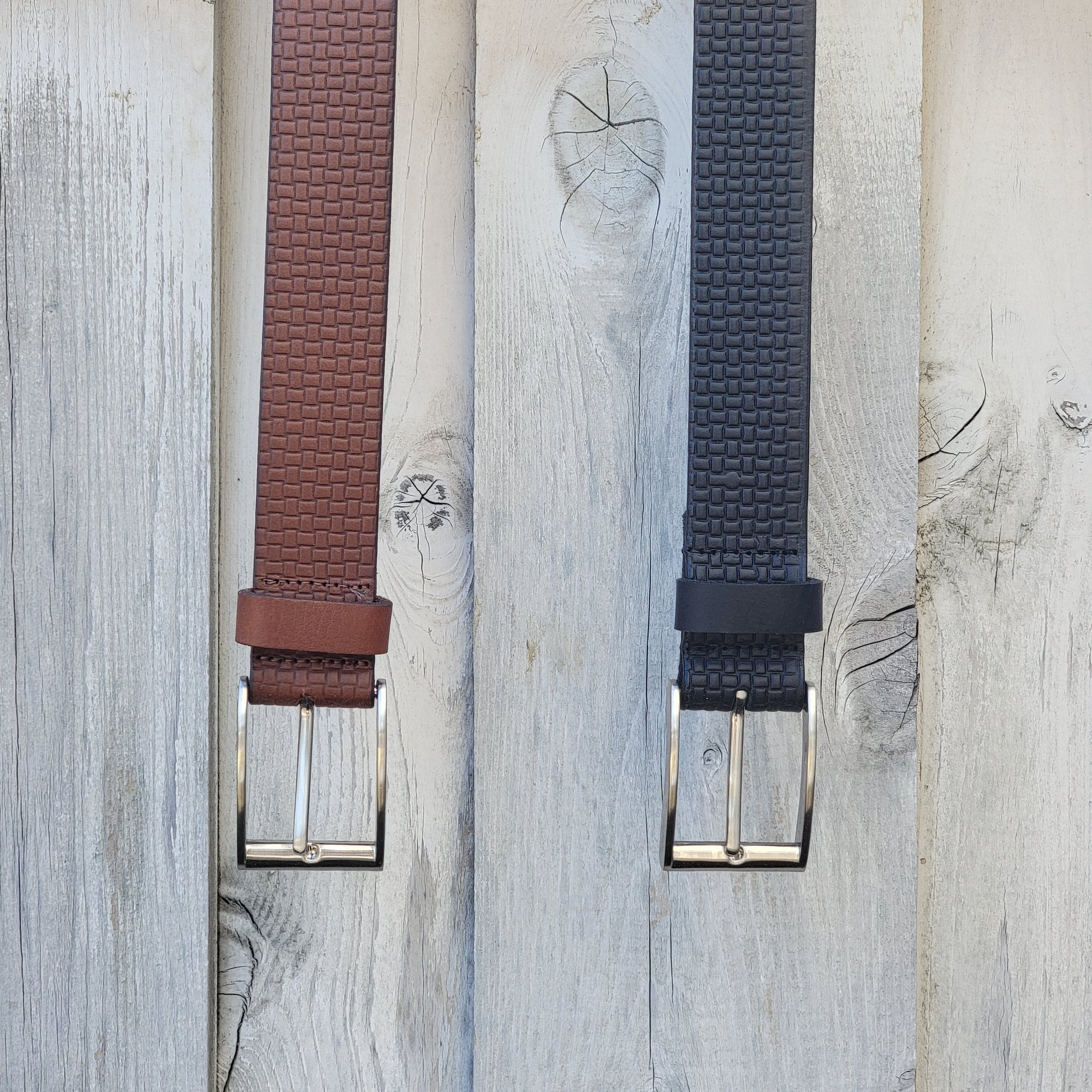 Black Formal Textured 100% Real Leather Belt Made in Canada