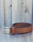 Black Formal Textured 100% Real Leather Belt Made in Canada