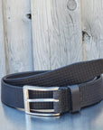 Black Formal Textured 100% Real Leather Belt Made in Canada