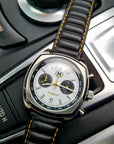 Black Ribbed Leather Race Watch Strap