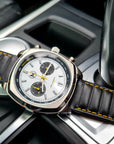 Black Ribbed Leather Race Watch Strap