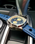 Blue Leather Rally Hole Watch Strap