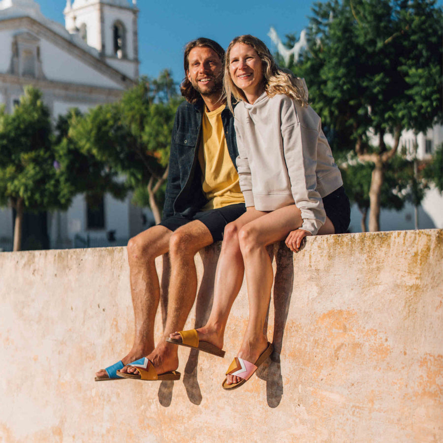 Premium vegan sandals DAWN in mustard, terracotta, white, pink - comfortable strap, soft footbed, slip-resistant sole, eco-friendly by Fünve at brixbailey.com
