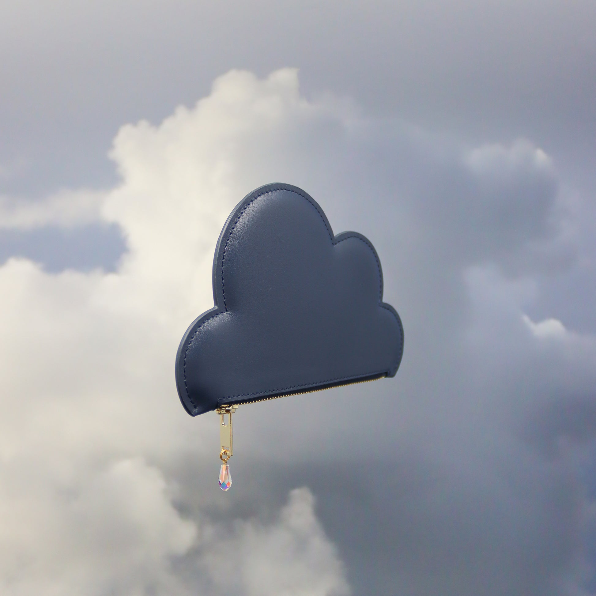 Leather Cloud Purse in Navy