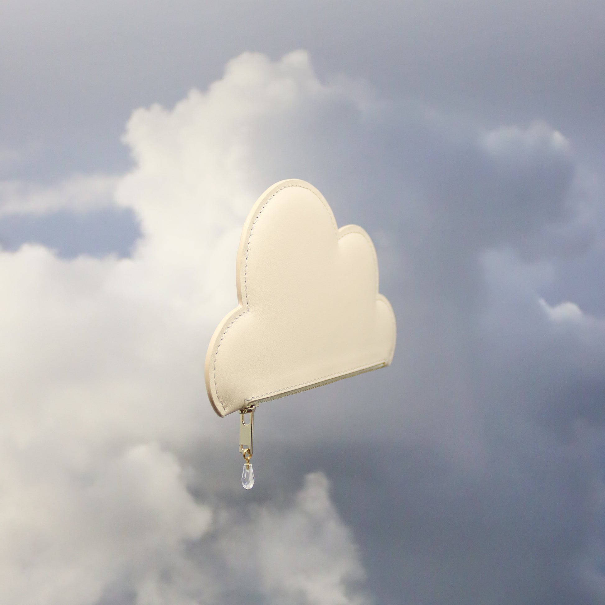 Beige Leather Cloud Purse