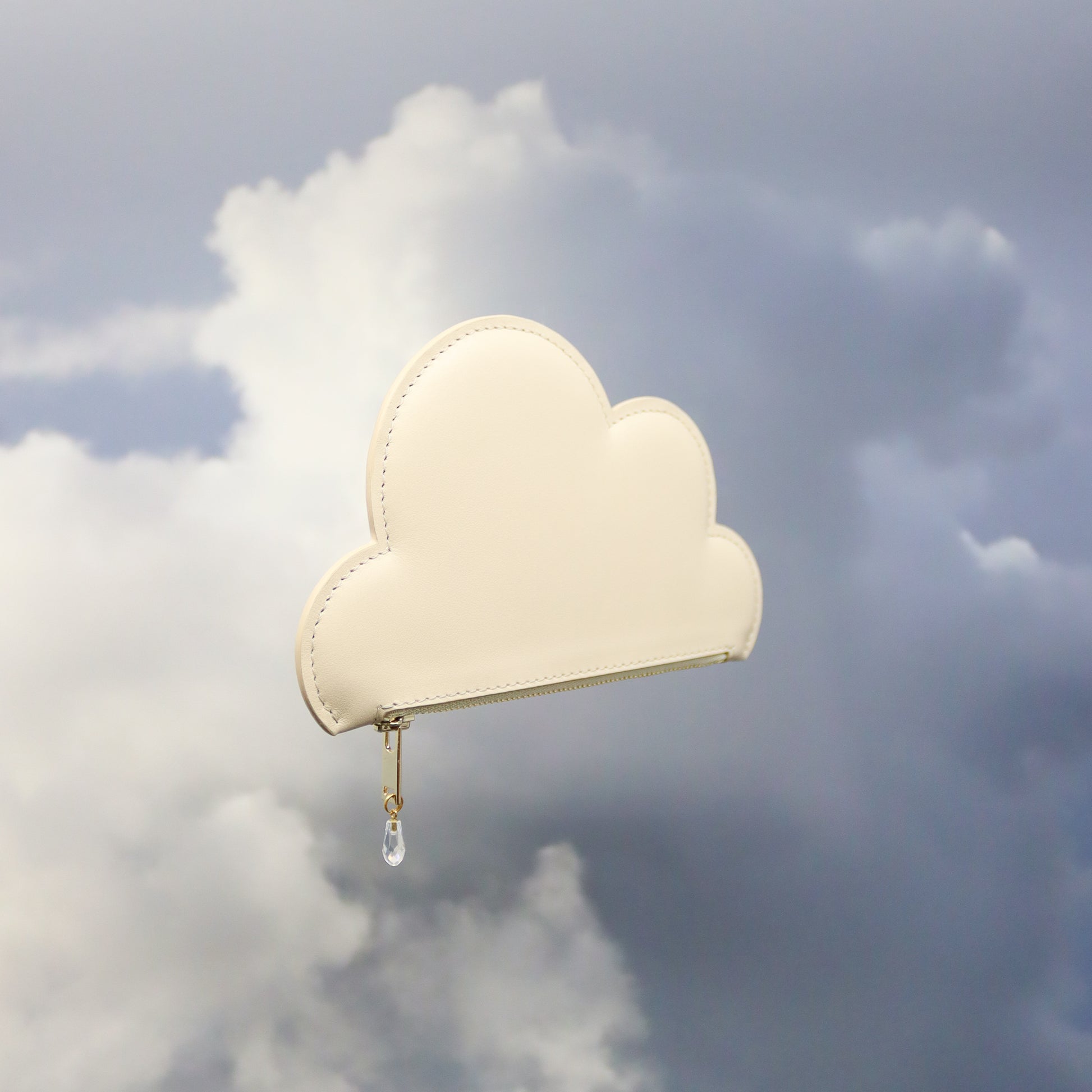 Beige Leather Cloud Purse