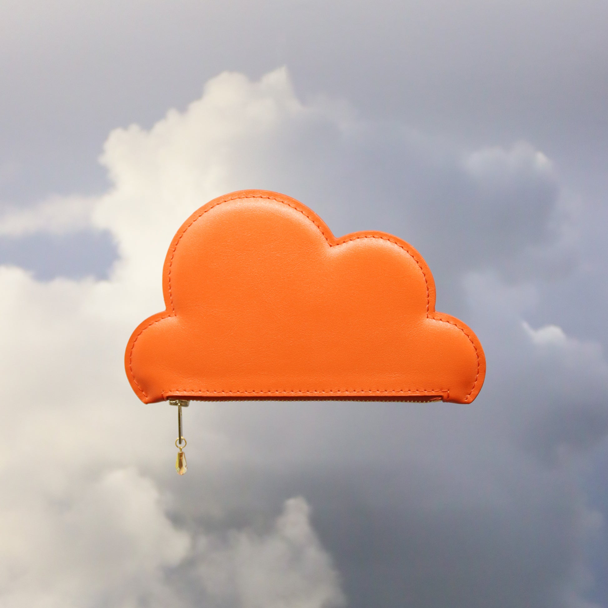 Orange Leather Cloud Purse