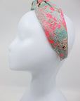 Misty Top Knot Headband – Neon Pink & Gold with Silk by Eva Oherjus at www.brixbailey.com