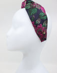 Luxury Floral Mulberry Silk Headband - Fuchsia & Gold Tone by Eva Oherjus at www.brixbailey.com