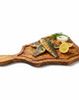 Handmade Olive Wood Freeform Meat Carving Board with Handle & Juice Groove | Live Edge Steak & Serving Board | Natural Grain | 45–60 cm