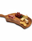 Handmade Olive Wood Live Edge Paddle Board with Handle | Rustic Freeform Charcuterie & Fruit Serving Board | Natural Grain | 30–40 cm