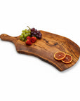Handmade Olive Wood Live Edge Paddle Board with Handle | Rustic Freeform Charcuterie & Fruit Serving Board | Natural Grain | 30–40 cm