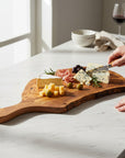 Handmade Olive Wood Live Edge Paddle Board with Handle | Rustic Freeform Charcuterie & Fruit Serving Board | Natural Grain | 30–40 cm