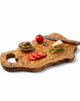 Handmade Olive Wood Freeform Cutting Board with Handle | Live Edge Charcuterie & Serving Board | Unique Natural Grain | 40–80 cm