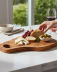 Handmade Olive Wood Freeform Cutting Board with Handle | Live Edge Charcuterie & Serving Board | Unique Natural Grain | 40–80 cm