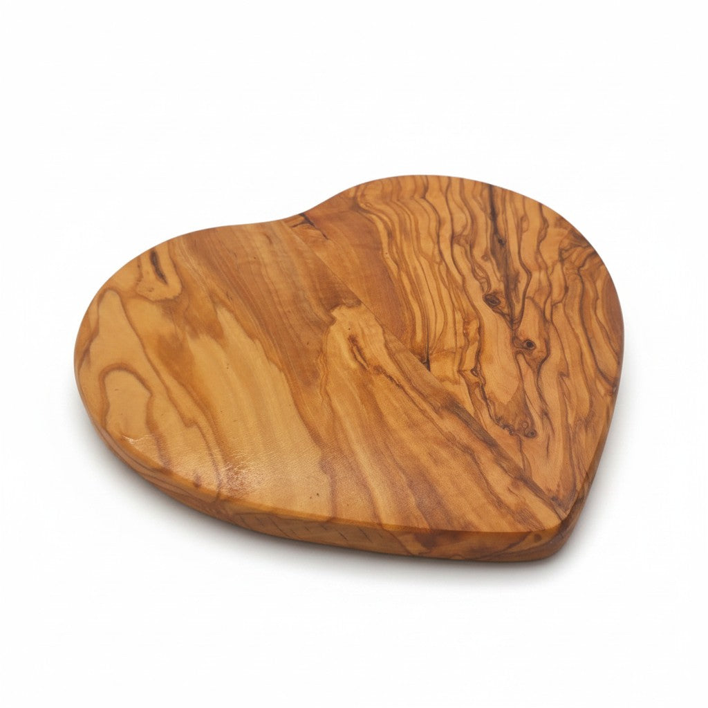 Handmade Olive Wood Heart Shaped Cutting Board | Romantic Gift Cheese &amp; Serving Board | Natural Grain | 20 cm · 25 cm · 30 cm