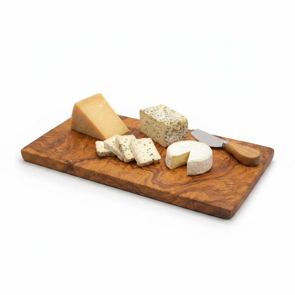 Handmade Olive Wood Rectangular Cutting Board | Thick Flat Cheese &amp; Charcuterie Serving Board | Beautiful Natural Grain | 30–40 cm