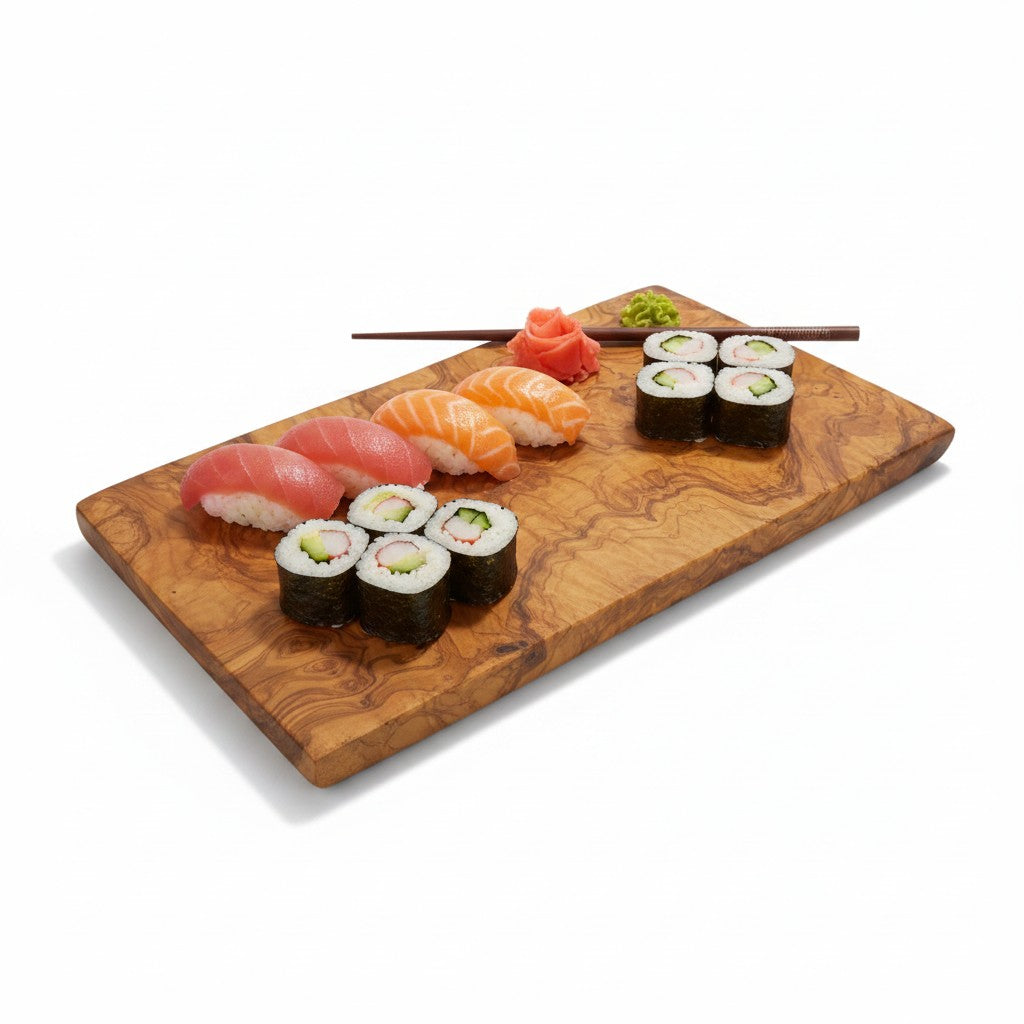Handmade Olive Wood Rectangular Cutting Board | Thick Flat Cheese &amp; Charcuterie Serving Board | Beautiful Natural Grain | 30–40 cm