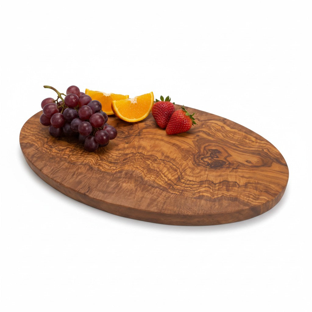 Handmade Oval Olive Wood Cutting Board | Elegant Charcuterie Cheese &amp; Fruit Serving Board | Natural Grain | 20–40 cm