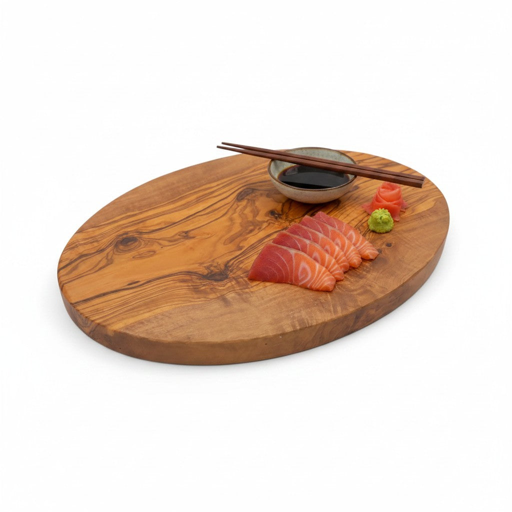 Handmade Oval Olive Wood Cutting Board | Elegant Charcuterie Cheese &amp; Fruit Serving Board | Natural Grain | 20–40 cm