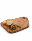 Handmade Olive Wood Cutting Board with Handle & Hanging Hole | Rustic Bread Cheese & Serving Board | Beautiful Natural Grain | 28 cm