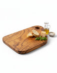 Handmade Olive Wood Cutting Board with Handle & Hanging Hole | Rustic Bread Cheese & Serving Board | Beautiful Natural Grain | 28 cm