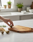 Handmade Olive Wood Cutting Board with Handle & Hanging Hole | Rustic Bread Cheese & Serving Board | Beautiful Natural Grain | 28 cm