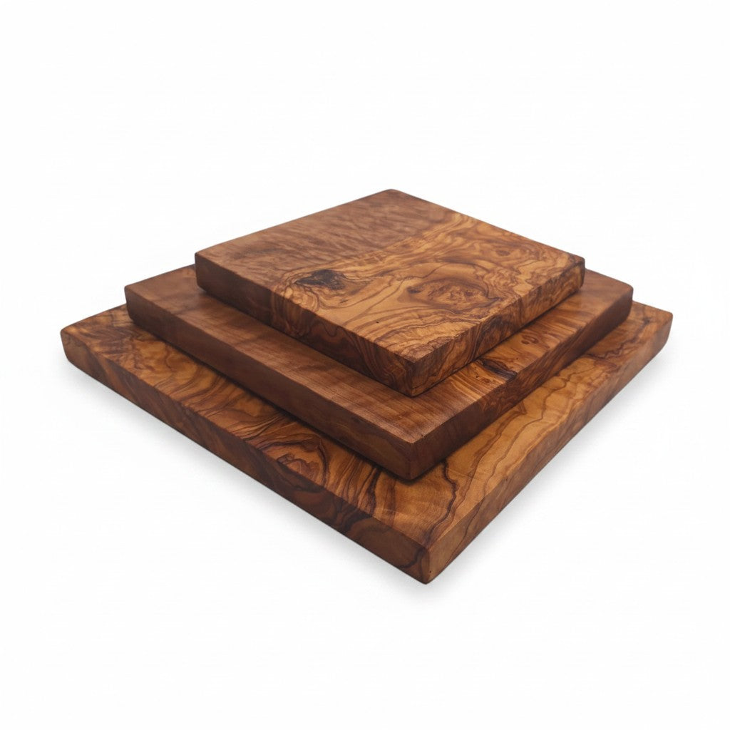 Square Olive Wood Cutting &amp; Serving Board, Extra Thick